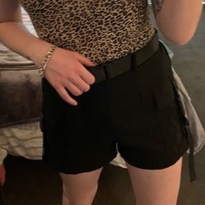 black shorts w utility clips on sides